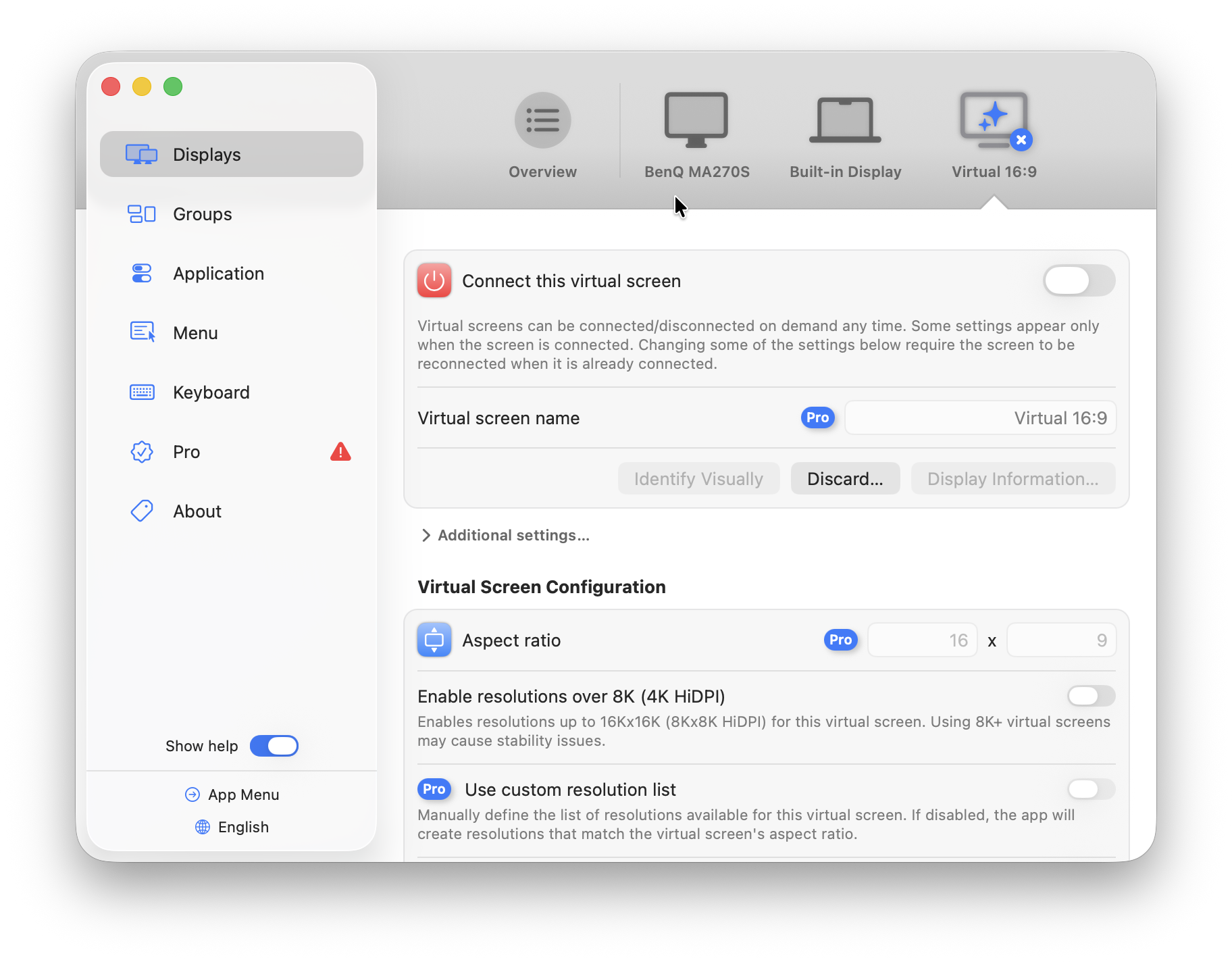 betterdisplay mac virtual screen created