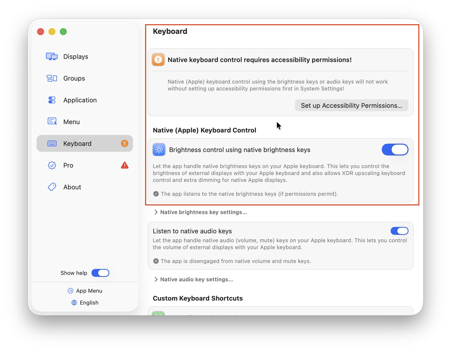 mac keyboard brightness external display controls - betterdisplay
