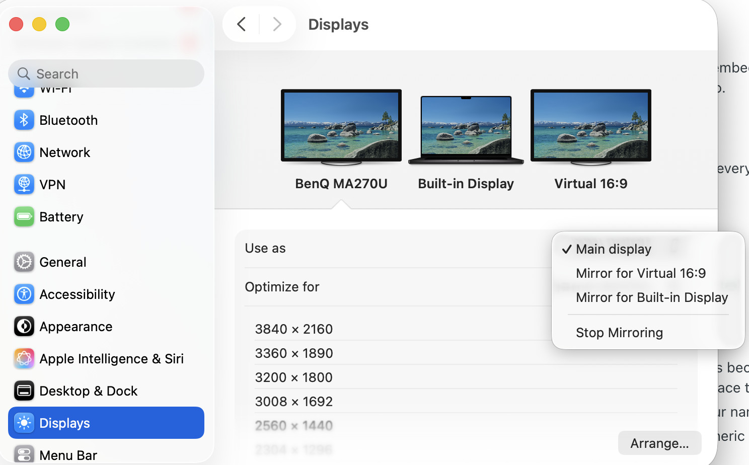 mirror virtual display in better display for 4k monitor mac