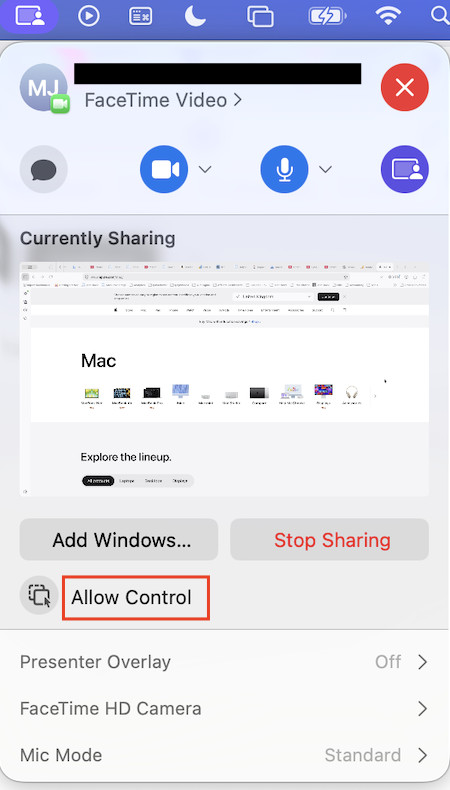 access and control Mac using FaceTime
