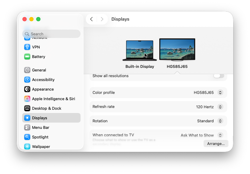 UPerfect 18.5-inch monitor running at 120Hz