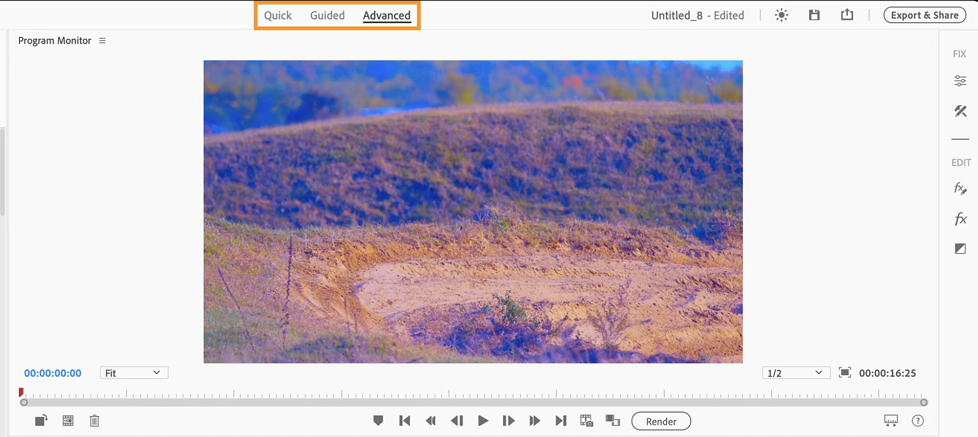 adobe premiere elements on mac - workspace views 