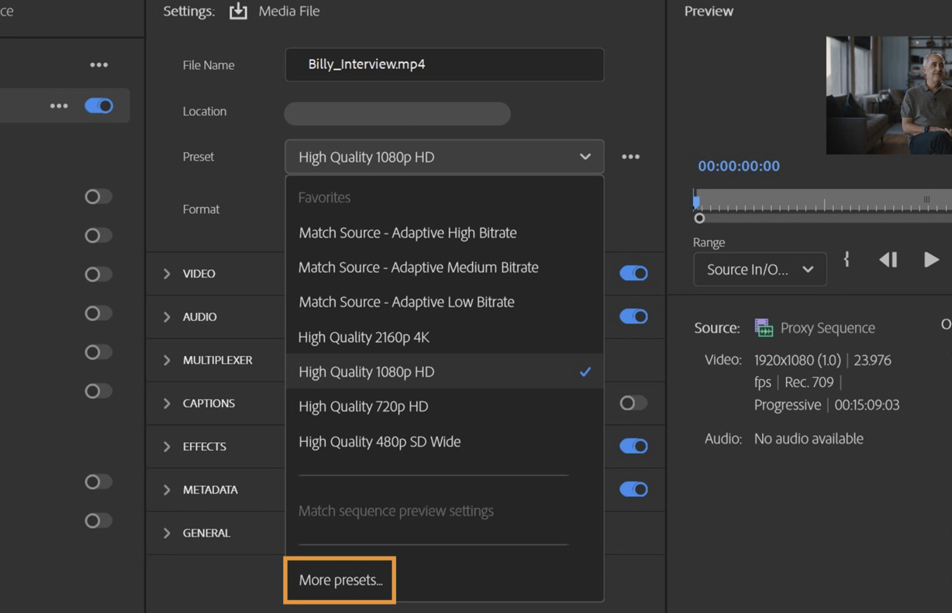 adobe premiere mac export video