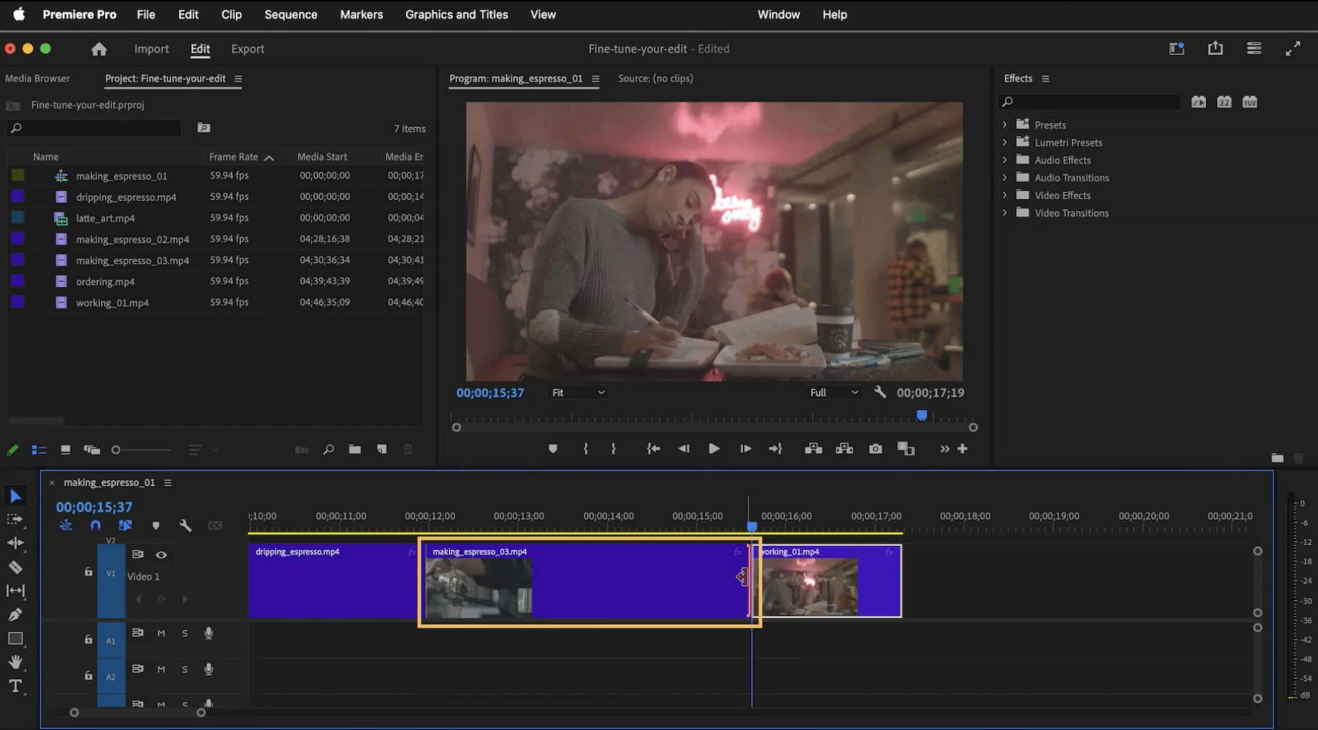 adobe premiere pro mac main interface