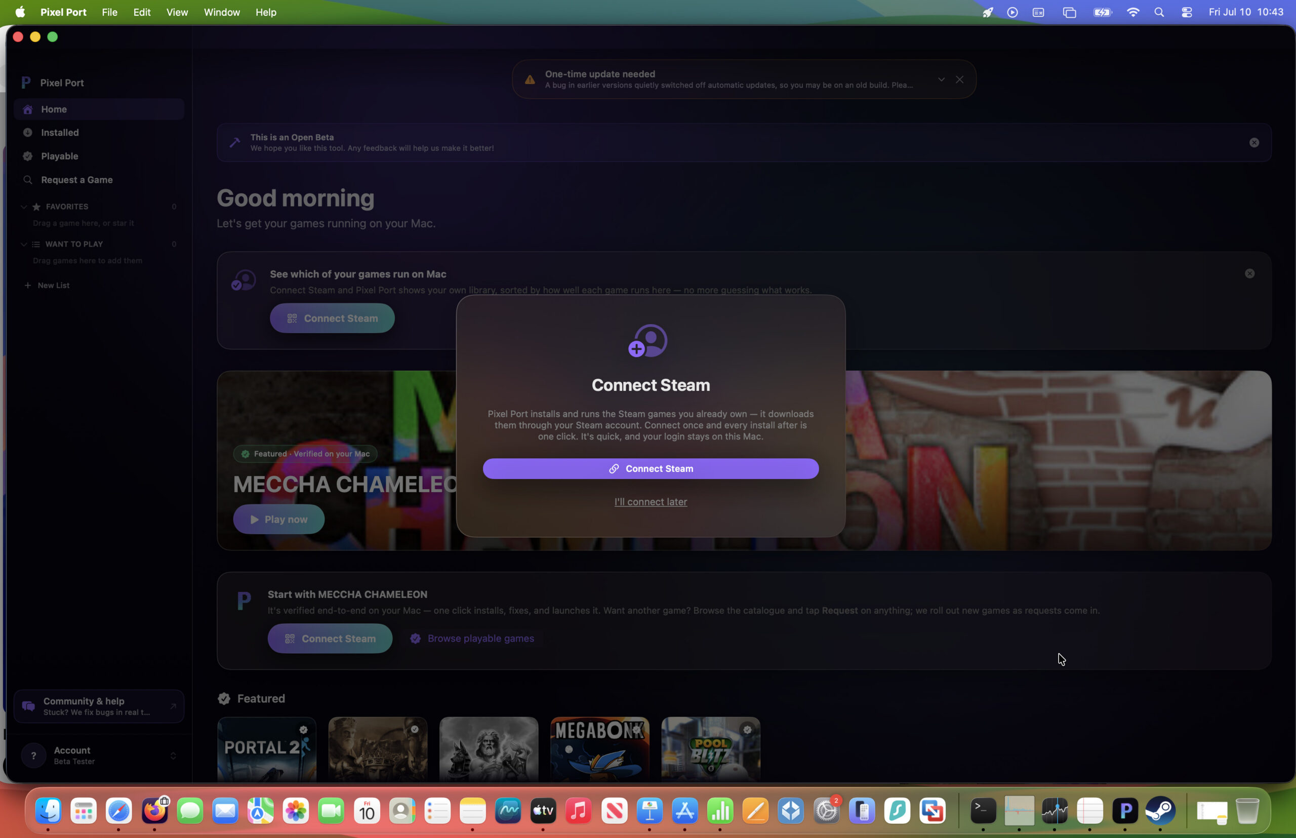 connect pixel port to steam 