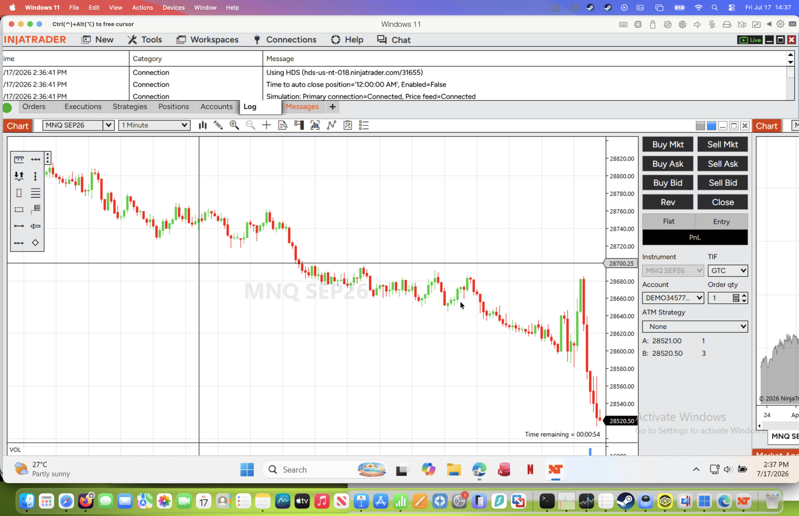 ninjatrader running on a mac