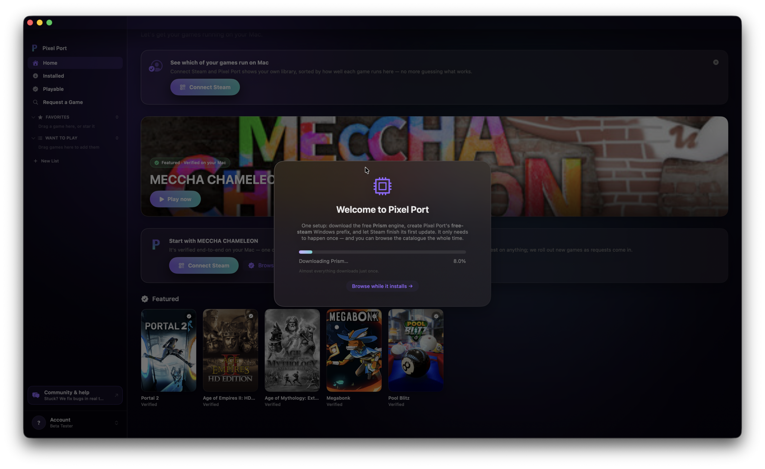 pixel port prism download stuck