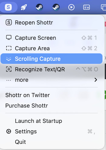 scrolling screenshot on mac - shottr