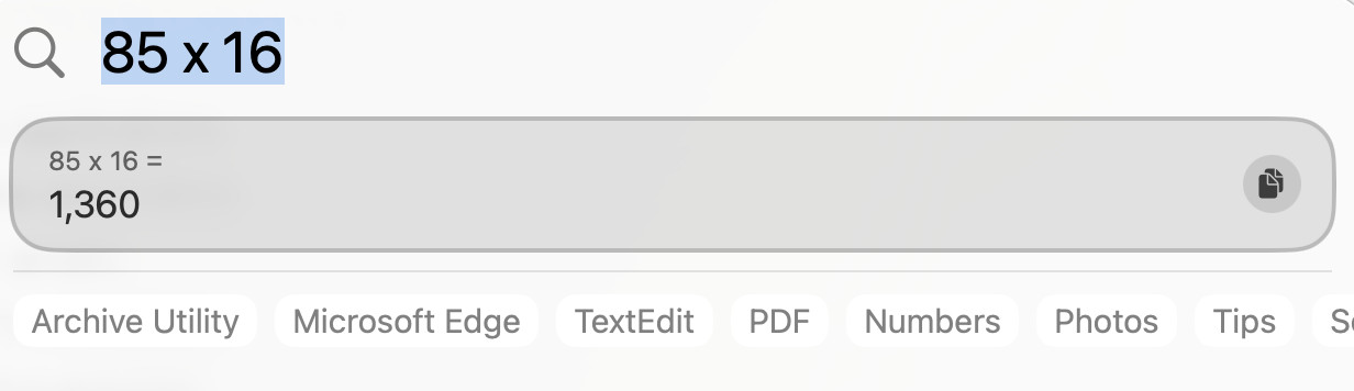 spotlight calculations on mac