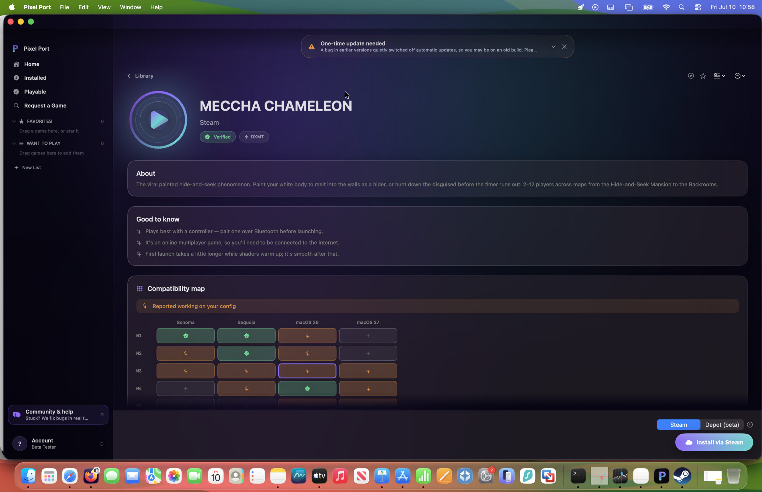 steam games catalog linked on pixel port