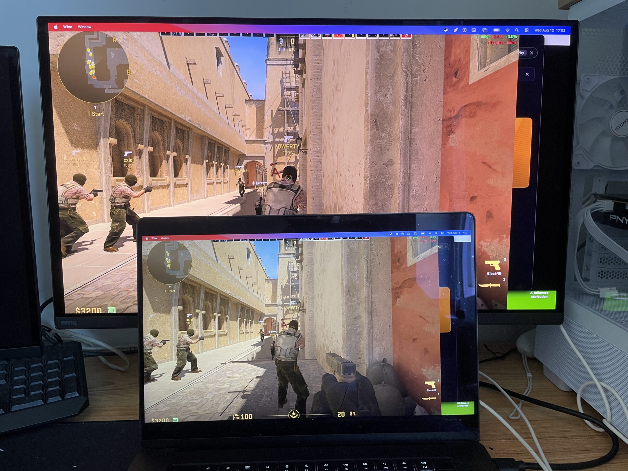 BenQ EX271UZ gaming monitor connected to a Mac