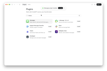 chatgpt apple messages plugin installed on mac