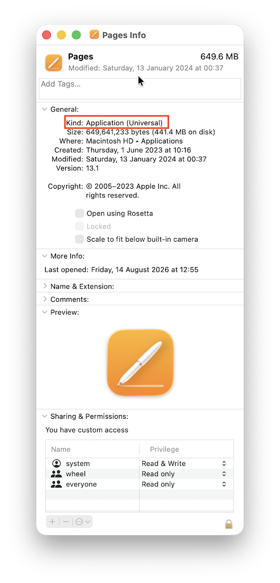 check whether app is apple silicon native or requires rosetta