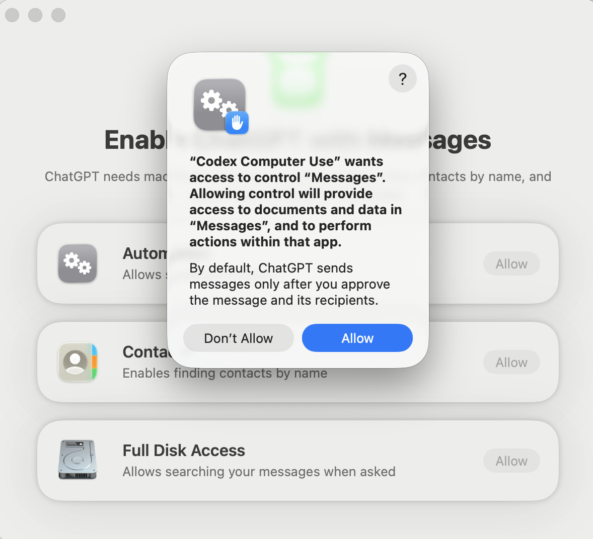 codex computer warning chatgpt mac