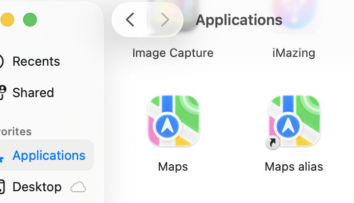 desktop shortcut created on mac
