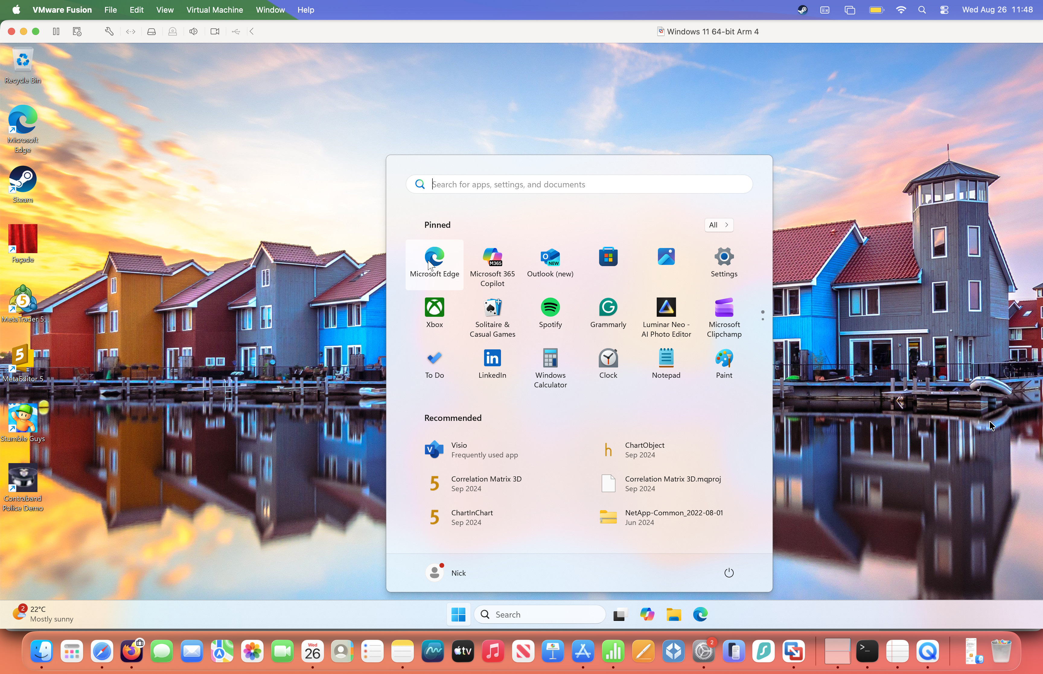 vmware fusion running windows 11 on a mac