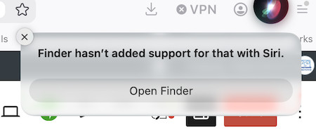 Finder hasn't added support for Siri