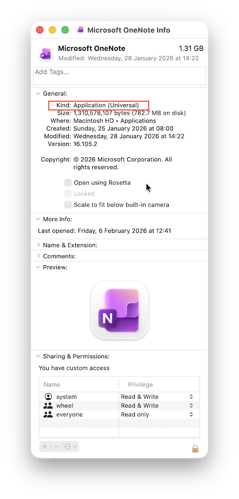 check whether app intel, universal or apple silicon on mac