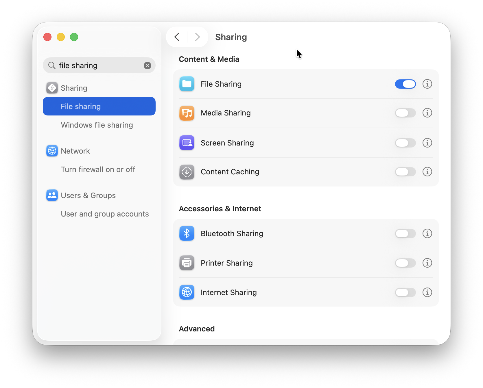 activate file sharing on mac