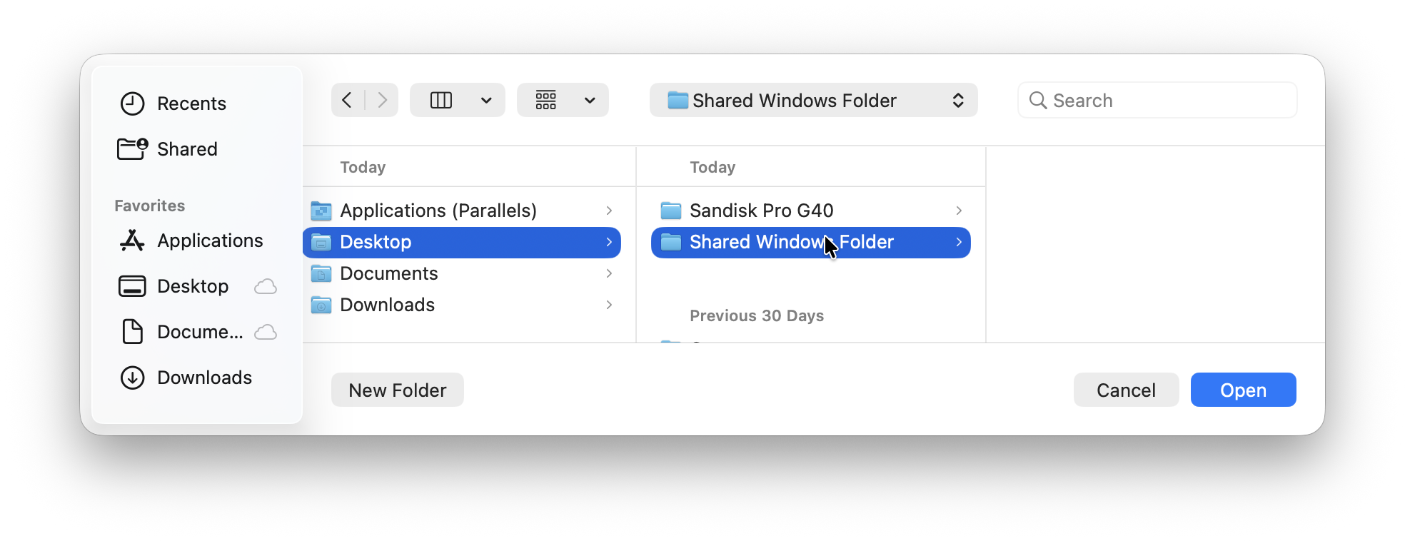 browse to shared windows folder on mac